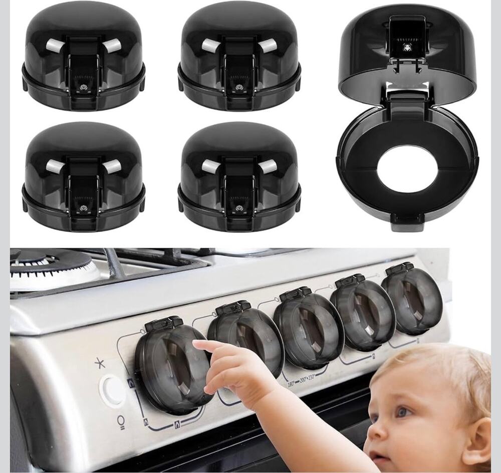 NIB Dabormi 5 Pack Stove Knob Covers Child Safety Black Adhesive